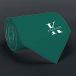 Elegant monogram   naam | Pine Green | eenzijdig Stropdas<br><div class="desc">Een elegante eenzijdige stropdas met een vettig wit monogram op een diepe Pine Green achtergrond. Bovenop dit monogram staat uw voor- of achternaam,  die in alle hoofdsteden is vermeld.</div>
