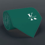 Elegant monogram   naam | Pine Green | eenzijdig Stropdas<br><div class="desc">Een elegante eenzijdige stropdas met een vettig wit monogram op een diepe Pine Green achtergrond. Bovenop dit monogram staat uw voor- of achternaam,  die in alle hoofdsteden is vermeld.</div>