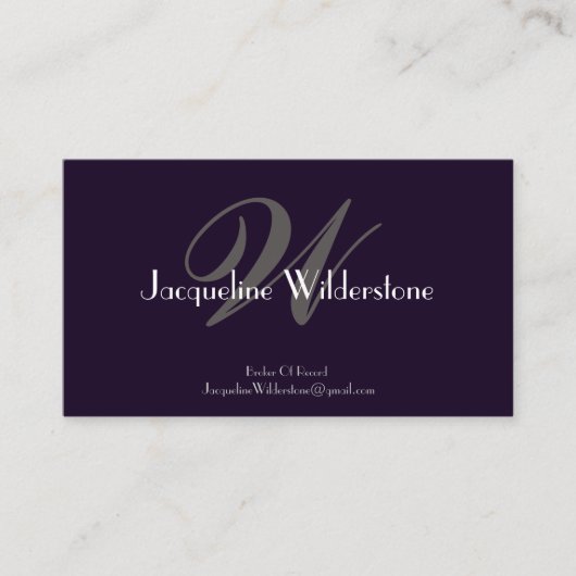 Elegant monogram + naam Professioneel onroerend go Visitekaartje (Voorkant)