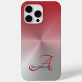 Elegant Monogram Naam Red Ombre Faux Metal Hoesje (Achterkant)