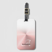 Elegant Monogram Naam Roos Goud Faux Metal Bagagelabel (Voorkant (verticaal))