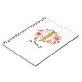 Elegant monogram Naam Roze Gold Floral Script Notitieboek (Linkerzijde)