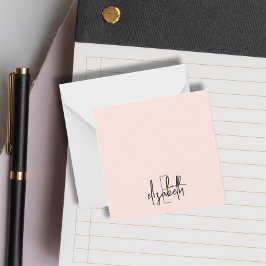 Elegant Monogram Naam Roze Gold Script Notitiekaartje