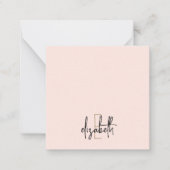 Elegant Monogram Naam Roze Gold Script Notitiekaartje (Voorkant)