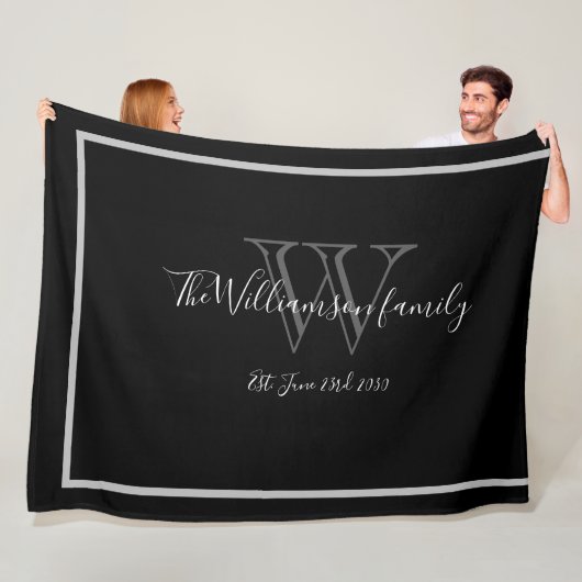Elegant Monogram Naam Script Chique Bruiloft Keeps Fleece Deken (In situ)