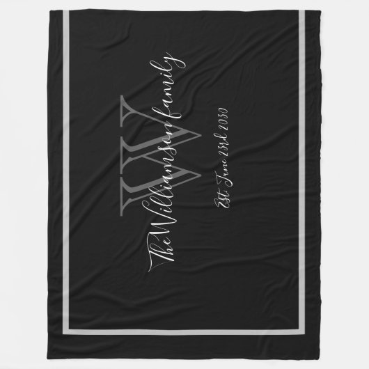 Elegant Monogram Naam Script Chique Bruiloft Keeps Fleece Deken (Voorkant)