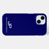 Elegant Monogram Naam Sjabloon Navy Blue Trendy Case-Mate iPhone Case (Achterkant (horizontaal))