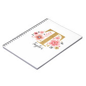 Elegant monogram Naam White Pink Floral Script Notitieboek (Linkerzijde)