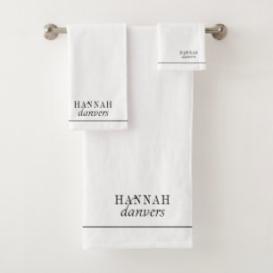 Elegant monogram naam wit bad handdoek