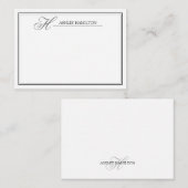 Elegant monogram naam zwarte grijze briefkaart (Voorkant / Achterkant)