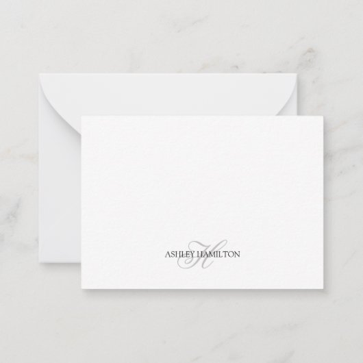 Elegant monogram naam zwarte grijze briefkaart (Achterkant)