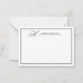 Elegant monogram naam zwarte grijze briefkaart (Voorkant)