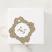 Elegant Monogram Name Country Chic Style Burlap Bedankjes Labels (In situ)