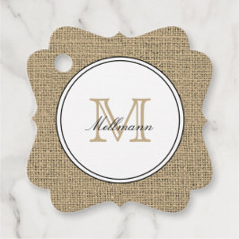 Elegant Monogram Name Country Chic Style Burlap Bedankjes Labels