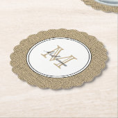 Elegant Monogram Name Country Chic Style Burlap Kartonnen Onderzetters (Gekanteld)