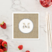 Elegant Monogram Name Country Chic Style Burlap Servet (Insitu)
