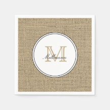Elegant Monogram Name Country Chic Style Burlap