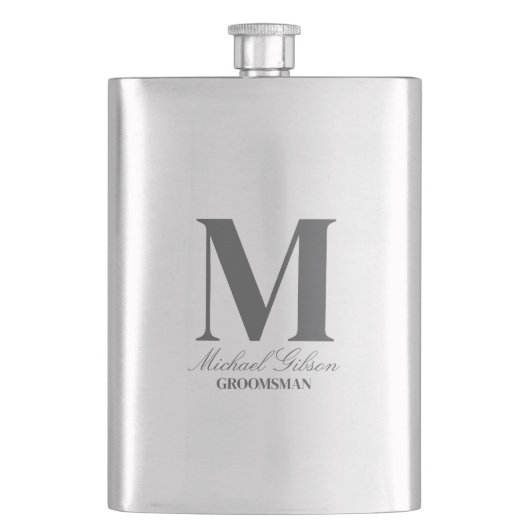 Elegant Monogram & Name Groomsmen Gift Flask Flacon (Voorkant)