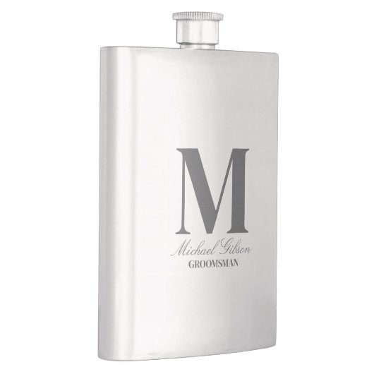 Elegant Monogram & Name Groomsmen Gift Flask Flacon (Rechts)