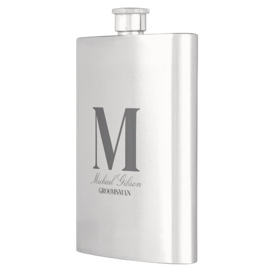 Elegant Monogram & Name Groomsmen Gift Flask Flacon (Links)