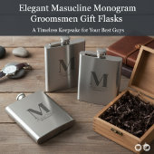 Elegant Monogram & Name Groomsmen Gift Flask Flacon