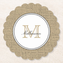 Elegant Monogram Name Landelijke Stijl Jute