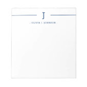 Elegant Monogram Name Navy White Notepad Notitieblok (Voorkant)