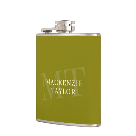 Elegant Monogram Name Personalized Text  Heupfles (Links)