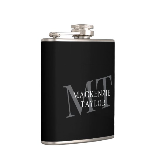 Elegant Monogram Name Personalized Text  Heupfles (Rechts)