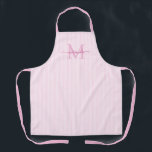Elegant Monogram Name Pink Stripe Schort<br><div class="desc">Add a touch of elegance to everyday cooking and baking with this feminine personalized apron. Featuring a soft pink and white striped background, this stylish apron is beautifully finished with your initial and name in a fancy script font, creating a timeless and sophisticated look. Perfect for home cooks, bakers, entertainers,...</div>
