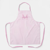 Elegant Monogram Name Pink Stripe Schort (Voorkant)