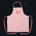 Elegant Monogram Name Red Stripe Schort<br><div class="desc">Add a touch of elegance to everyday cooking and baking with this feminine personalized apron. Featuring a soft red and white striped background, this stylish apron is beautifully finished with your initial and name in a fancy script font, creating a timeless and sophisticated look. Perfect for home cooks, bakers, entertainers,...</div>