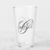 Elegant Monogram Name Script Beer Glas (Achterkant)