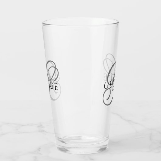 Elegant Monogram Name Script Beer Glas (Links)