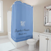 Elegant Monogram & Namen Lichtblauw Grijs Zwart Douchegordijn (In situ)