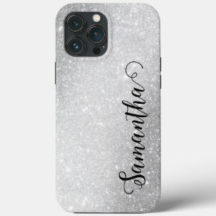 Elegant Monogram Namen Zilveren Glitter Case-Mate iPhone Case