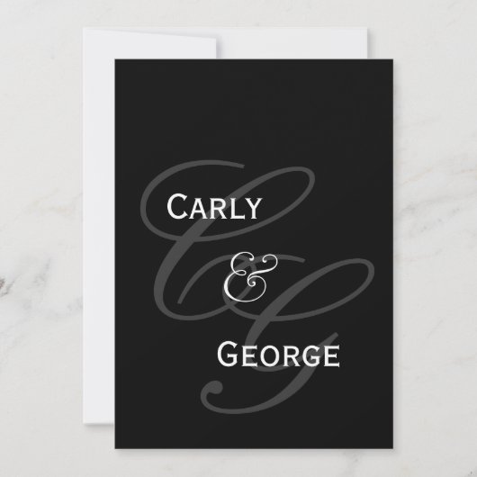 Elegant Monogram & Names Wedding Back Uitnodiging (Voorkant)