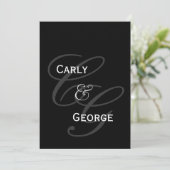 Elegant Monogram & Names Wedding Back Uitnodiging (Staand voorkant)