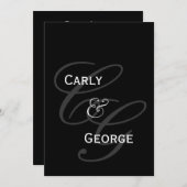 Elegant Monogram & Names Wedding Back Uitnodiging (Voorkant / Achterkant)