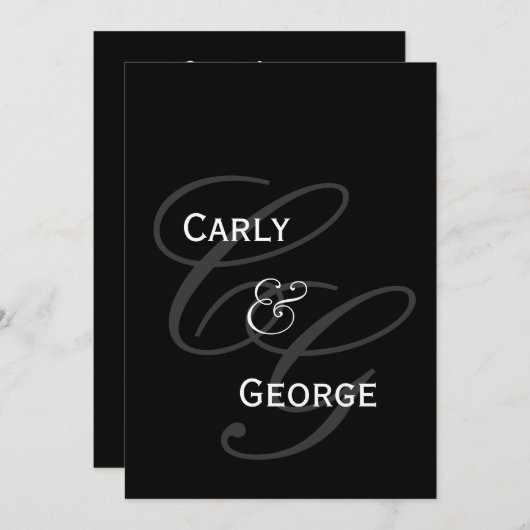 Elegant Monogram & Names Wedding Back Uitnodiging (Voorkant / Achterkant)