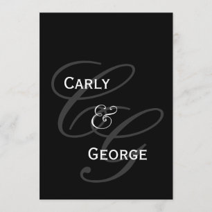 Elegant Monogram & Names Wedding Back Uitnodiging