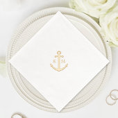 Elegant Monogram Nautisch Anker Trouwen Folie Servetten