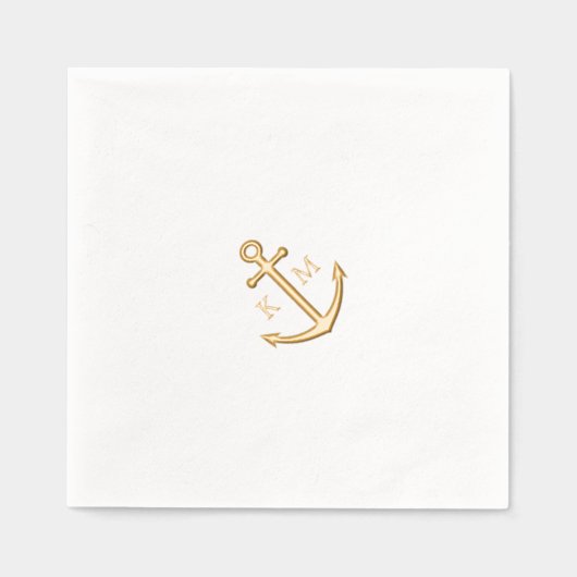 Elegant Monogram Nautisch Anker Trouwen Folie Servetten (Voorkant)