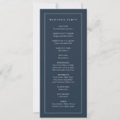 Elegant Monogram Navy Blau Huwelijksprogramma Kaart (Achterkant)