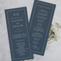 Elegant Monogram Navy Blau Huwelijksprogramma