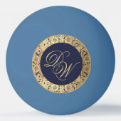 Elegant Monogram Navy Blauw  Goud Rozen Pingpongbal (Voorkant)