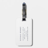 Elegant Monogram Navy Blue Bagagelabel (Achterkant verticaal)