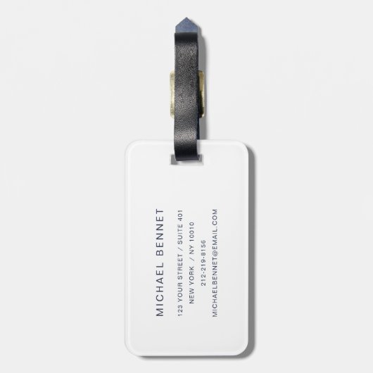 Elegant Monogram Navy Blue Bagagelabel (Achterkant verticaal)