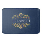 Elegant Monogram Navy Blue Gold Bath Mat (Voorkant)