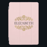 Elegant Monogram Navy Blue Gold Chic iPad Pro Cove iPad Pro Cover<br><div class="desc">Een elegante blush roze en gouden iPad hoesje. Geweldig voor terug naar school. Voeg jouw naam toe tussen de gouden bloesem aan de voorkant. Ontworpen voor u door Blackberry Boulevard.</div>